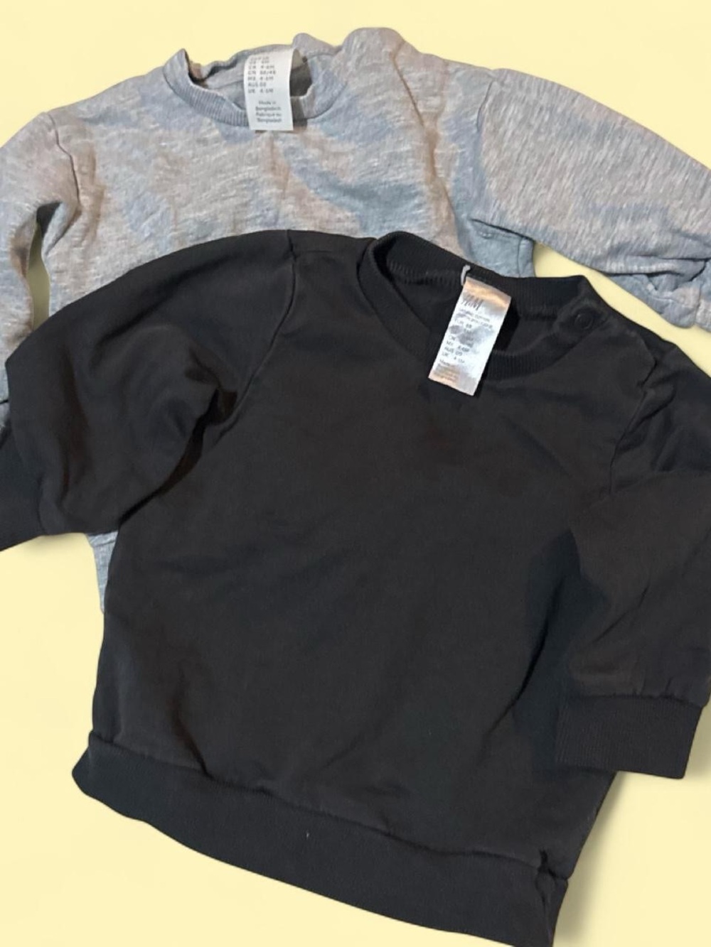 H&M Kids Crewneck Sweatshirt Set - Black and Light Gray